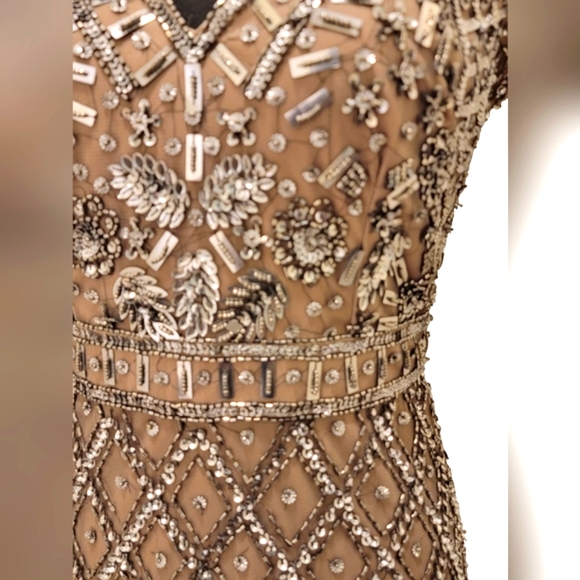 Adrianna Papell Embroidery Sequins Beaded Evening Wedding or Prom Gown - Picture 8 of 16